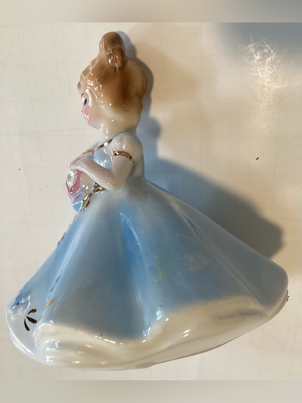Vtg Josef Originals Birthday Month April Diamond Blue Dress Figurine, Black Eyes - Picture 3 of 8